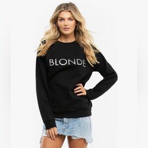Brunette The Label Black Sweatshirt with Silver Text XS/S